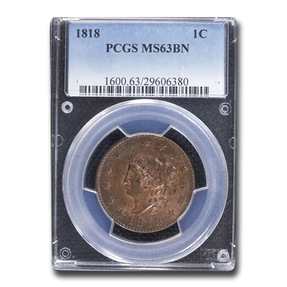 1818 Large Cent MS-63 PCGS (Brown) 1818 Large Cent MS-63 PCGS (Brown)